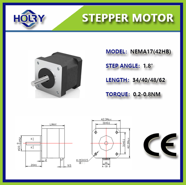 NEMA 17 42×42mm 1,5 A 1,8° 0,9° 2,4N.cm Hibrit Step Motor, yükseklik sensörü için