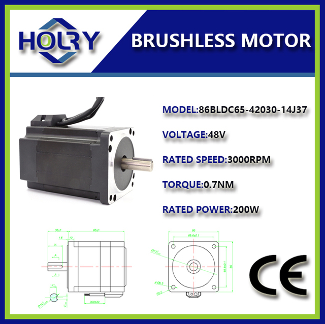 BLDC-motor Inrunner 86 mm 3000 tpm 3-fase Hall-sensor 48 V / 310 V BLDC-motor