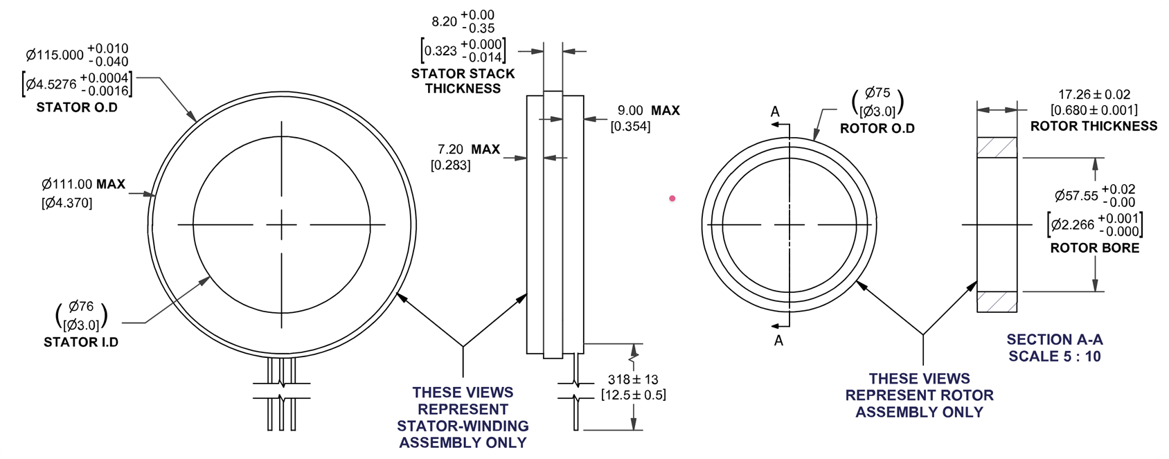 115mm Frameless BLDC Motor Dimensions - HOLRY 115mm Frameless BLDC Motor Dimensions - HOLRY