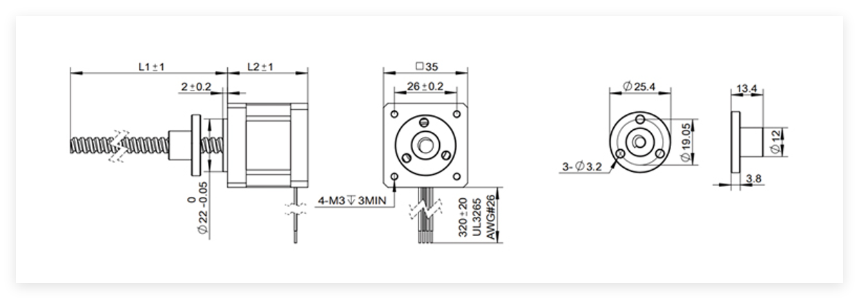 Extemal drive lead screw stepper motor dimension - HOLRY Extemal drive lead screw stepper motor dimension - HOLRY