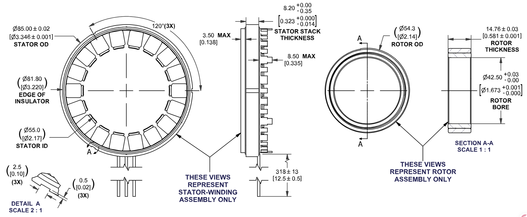 85mm Frameless BLDC Motor Dimensions - HOLRY 85mm Frameless BLDC Motor Dimensions - HOLRY