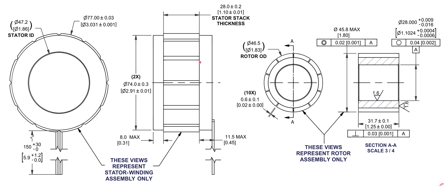 77mm Frameless BLDC Motor Dimensions - HOLRY 77mm Frameless BLDC Motor Dimensions - HOLRY