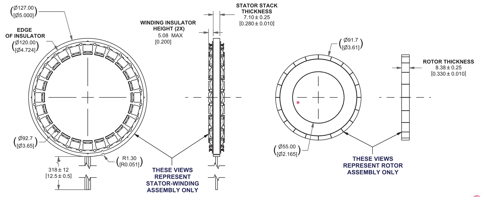 127mm Frameless BLDC Torque Motor Dimensions - HOLRY 127mm Frameless BLDC Torque Motor Dimensions - HOLRY