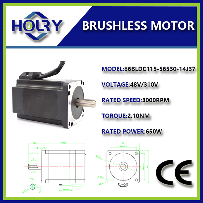 BLDC-motor Inrunner 86 mm 3000 tpm 3-fase Hall-sensor 48 V / 310 V BLDC-motor