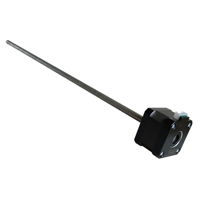 Compacte NEMA 8 stappenmotor lineaire actuator met draadschroef: externe Tr6 20 mm diameter bipolair 2 fasen 1,8 graden