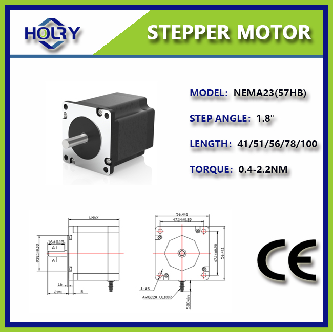 NEMA 23 57×57mm 1.5 A 0.9° 1.2° 1.8°0.4N.m Hybrid Stepper Motor-HOLRY