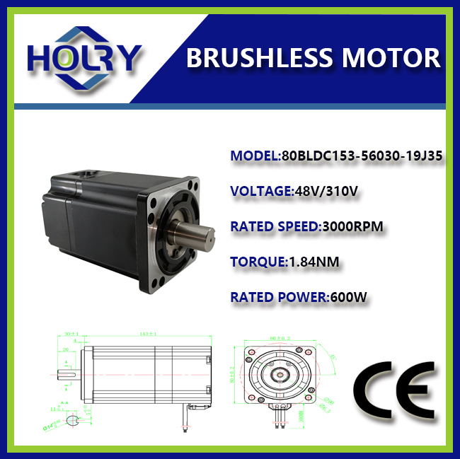 BLDC Motor 80mm 3000rpm 3 Phase Brushless Dc Motor 48V/310V BLDC Motor 