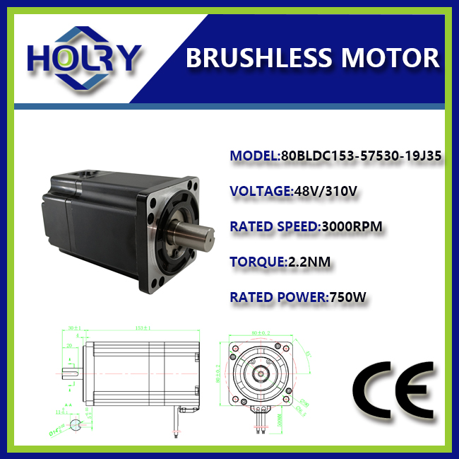 BLDC-motor 80 mm 3000 tpm 3-fase borstelloze gelijkstroommotor 48V / 310V BLDC-motor 