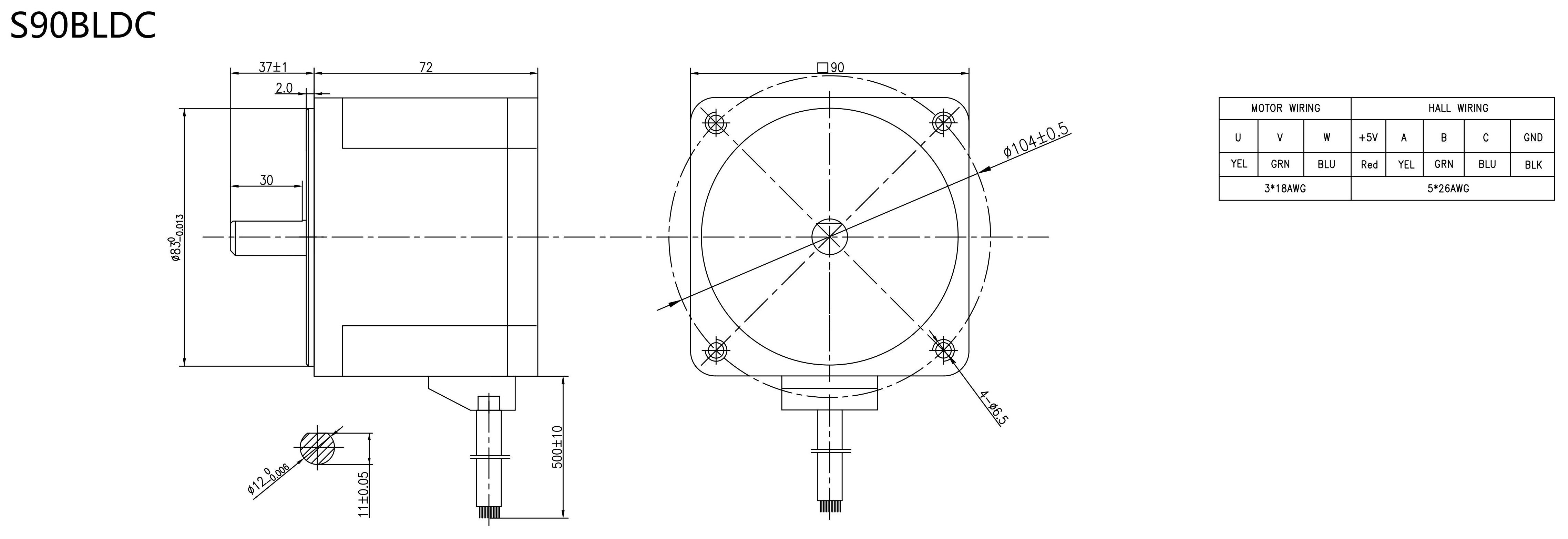 S90BLDC Brushless DC Motor Dimension_00